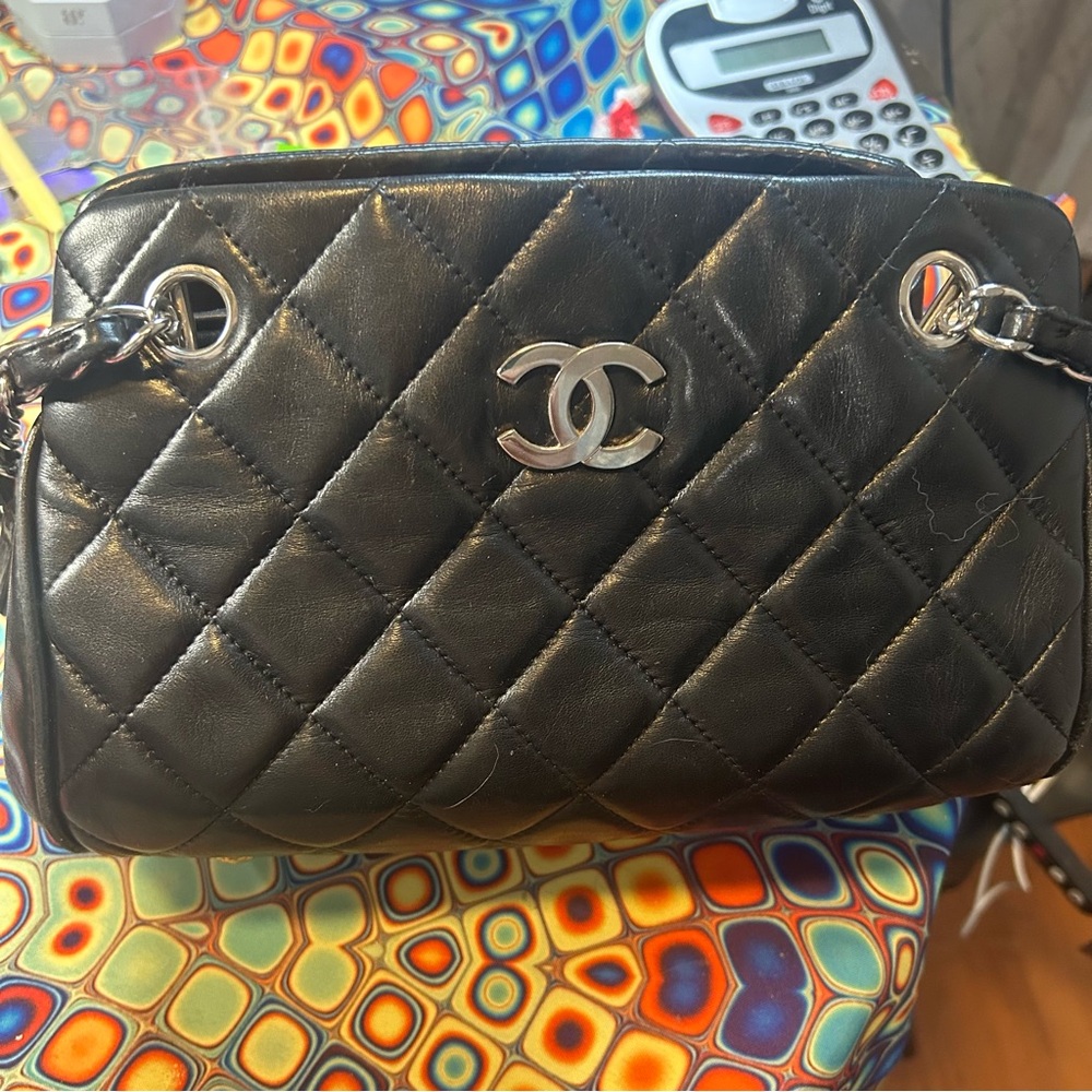 Chanel Black Quilted Crossbody Bag with Iconic CC Logo